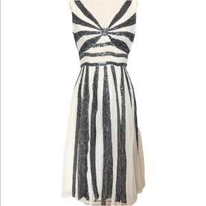 *NWT* Tracy Reese Sequin Embellished Silk Midi Dress Black & White Size 2